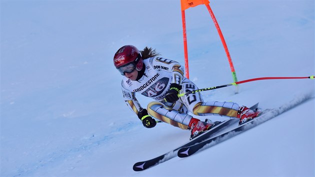 ZA NEJLEPM VSLEDKEM KARIRY. Ester Ledeck bhem sjezdu v Garmisch-Partenkirchenu, ve kterm dojela tinct.