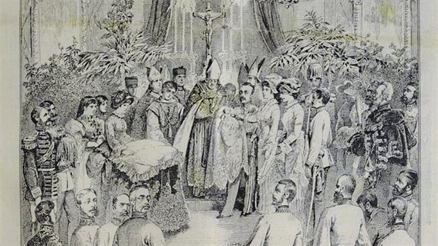 Týdeník Das interessante Blatt měl 13. září 1883 na první stránce ilustraci, jak vypadaly křtiny princezny.