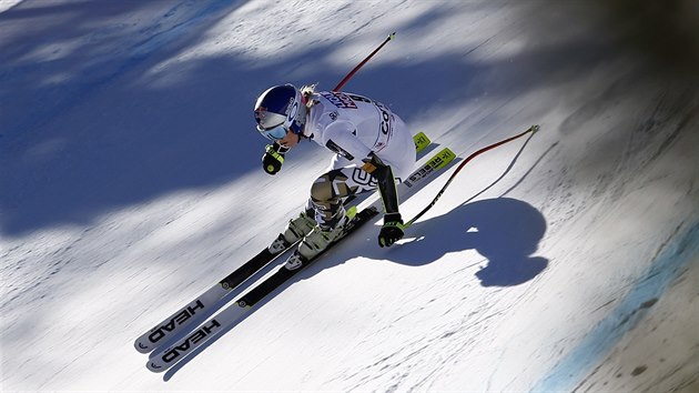 Lindsey Vonnov na trati superobho slalomu v Cortin dAmpezzo