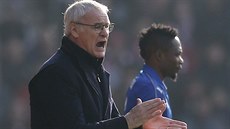 Claudio Ranieri, trenér fotbalist Leicesteru, bhem utkání na hiti...