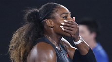 Serena Williamsová se raduje po finále Australian Open.
