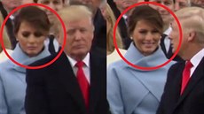 Trump se otoil a Melanii zamrzl úsmv na tvái