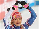 Krásná a úspná. Biatlonistka Gabriela Koukalová po úspném závodu  svtového...