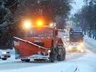 Padající sníh komplikuje dopravu v Jihlav (31. ledna 2017)