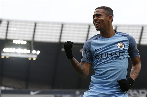 GÓLOVÁ RADOST. Útoník Manchesteru City Gabriel Jesus oslavuje vstelený gól v...