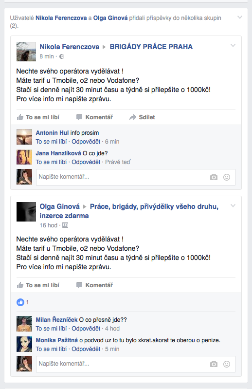 Podvodn inzerty na Facebooku.