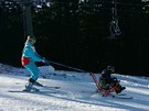 Slalom si projela na speciálních lyích pro handicapované i olympijská vítzka...