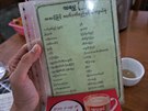 Barma - meníko v restauraci psané v barmtin. Nakonec si objednala tak, e...