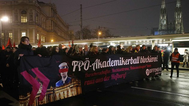 Zhruba dva tisíce lidí se v sobotu ve Vídni zúčastnily demonstrace proti zákazu muslimských šátků (4. února 2017).