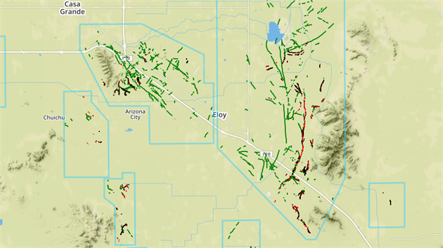 Mapa puklin kolem Arizona City