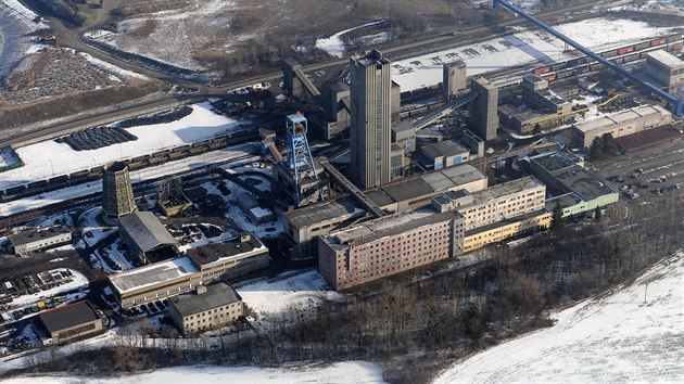 Letecký pohled na Důl Paskov, kde 31. března 2017 definitivně skončila těžba uhlí.