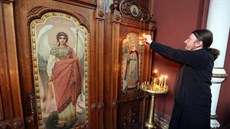Vzácný ikonostas v pravoslavném kostele sv. Olgy ve Frantikových Lázních je...
