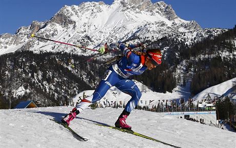 esk biatlonistka Gabriela Koukalov na trati sprintu na MS v Hochfilzenu, v...