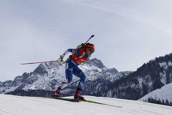 Gabriela Koukalov svit pro bronzovou medaili ve sthace na MS v Hochfilzenu.