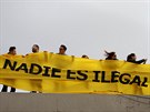 Protest proti stavb zdi na hranici Mexika a Spojených stát v pohraniním...