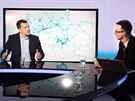 Adam Skotnický (vpravo) a moderátor Vladimír Vokál v diskusním poadu iDNES.tv...