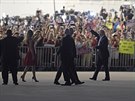 Trump dorazil na floridský mítink (18. února 2017).