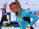 Gabriela Koukalová na tréninku eských biatlonistek v Hochfilzenu, na stelbu...