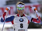 Ole Einar Björndalen slaví zisk bronzu ve stíhace na mistrovství svta v...