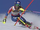 Americká lyaka Mikaela Shiffrinová na trati slalomu na MS ve Svatém Moici.