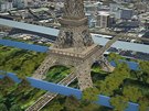 Neprstelná protiteroristická stna kolem Eiffelovy ve
