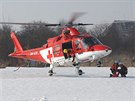 Vrtulník nového provozovatele letecké záchranné služby na olomouckém heliportu,...