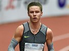 Pavel Maslák bhem závodu na 300 metr na halového mítinku v Ostrav.