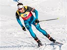 Martin Fourcade na trati sprintu na mistrovství svta v Hochfilzenu