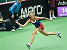 Karolína Plíková v utkání Fed Cupu proti Lae Arruabarrenaové