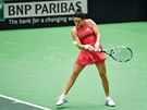 Lara Arruabarrenaová v utkání Fed Cupu proti Karolín Plíkové
