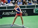 FORHEND. Karolína Plíková v utkání Fed Cupu proti Lae Arruabarrenaové