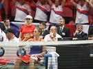 NAPÍT. Karolína Plíková se oberstvuje bhem utkání Fed Cupu proti Lae...