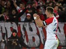 Slávistický kapitán a kanonýr Milan koda pod kotlem fanouk slaví gól proti...