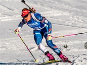 Gabriela Koukalov na trati sprintu na MS v Hochfilzenu.