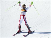 Rakousk lya Marcel Hirscher slav triumf ve slalomu na MS ve Svatm Moici.