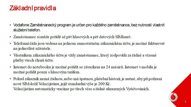 Zamstnaneck program od Vodafonu pro zamstnance Ministerstva zemdlstv