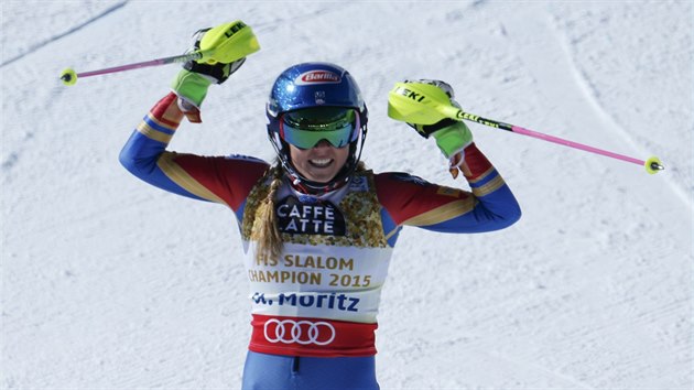 Spokojen Mikaela Shiffrinov v cli slalomu na mistrovstv svta ve Svatm Moici