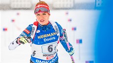 eská biatlonistka Gabriela Koukalová ped závodem tafet na MS v Hochfilzenu.