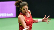 ZARPUTILOST. Garbine Muguruzaová v utkání Fed Cupu proti Barboe Strýcové