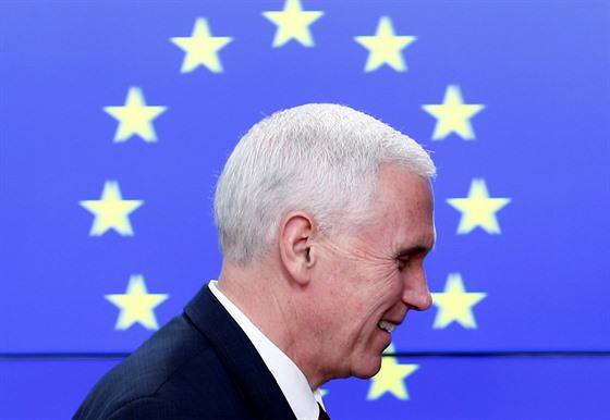 Americký viceprezident Mike Pence v Bruselu. (20.2. 2017)