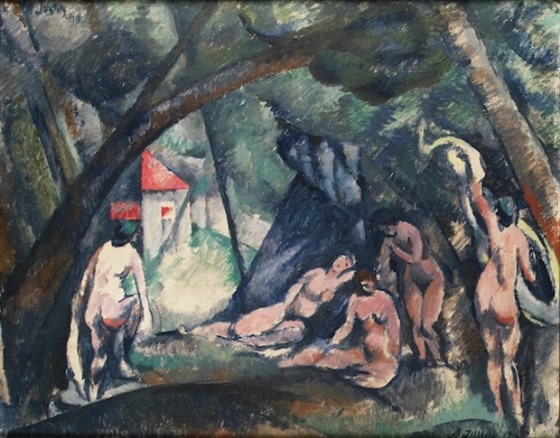 Obraz Alfréda Justitze Koupání z roku 1919 se před lety vyhoupl v aukci z...