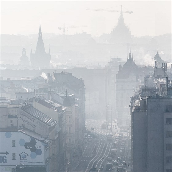 Smogová situace v Praze (15.2.2017).