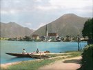 Bavorské jezero Tegernsee na historické pohlednici