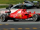 Kimi Räikkönen ze stáje Ferrari pi testování ve panlsku.