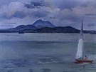 Alfréd Justitz: Máchovo jezero (20. léta 20. století) olej, plátno, 66 x 92 cm