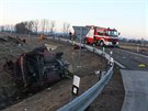 Smrtelná dopravní nehoda u sjezdu z dálnice D1 u Hulína.