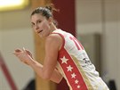 Michaela Vondráková ze Slavie hecuje spoluhráky.