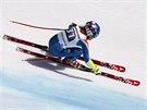 Americká lyaka Mikaela Shiffrinová na trati sjezdu v kombinaci v Crans Montan