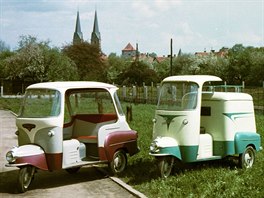 V roce 1961 postavili učni z Karosy osobní a nákladní tříkolku, jako základ jim...