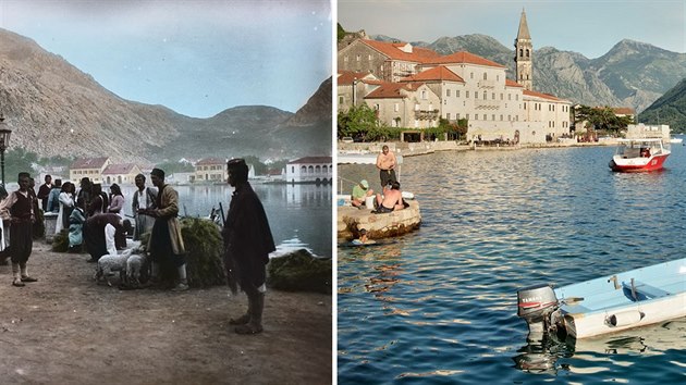 Pístav v Kotoru kolem roku 1895 a dnes.